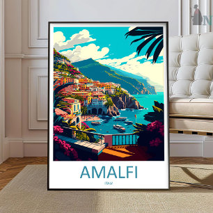 Impresión de viaje Amalfi, cartel de viaje de la c