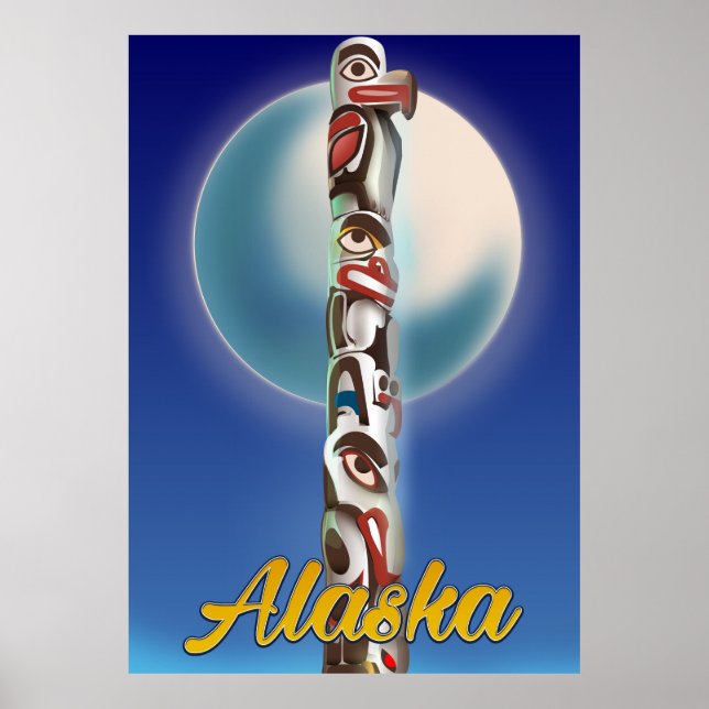 Impresión de viaje de Alaska Totem Pole (Frente)