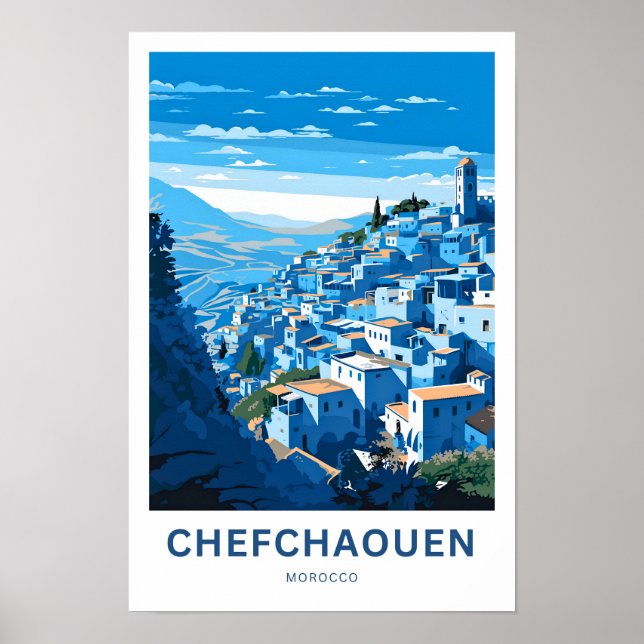 Impresión de viaje de Chefchaouen Marruecos (Frente)