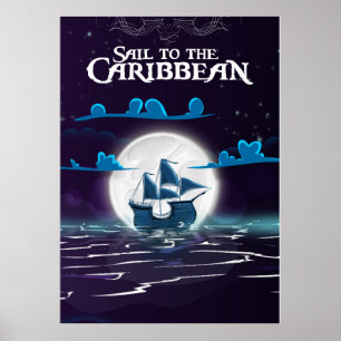 Impresión de viaje de dibujos animados de pirata d