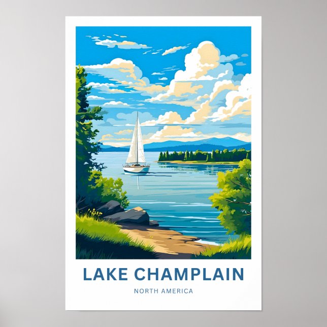 Impresión de viaje de Lake Champlain Norteamérica (Frente)