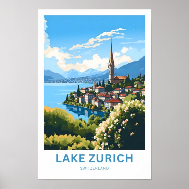 Impresión de viaje de Lake Zurich Suiza (Frente)