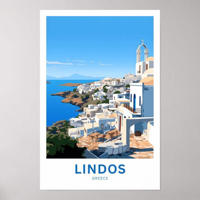 Impresión de viaje de Lindos Grecia (Frente)
