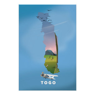 Impresión de viaje de mapa africano de Togo