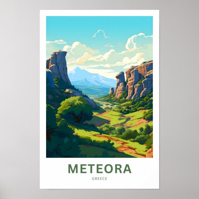 Impresión de viaje de Meteora Grecia (Frente)