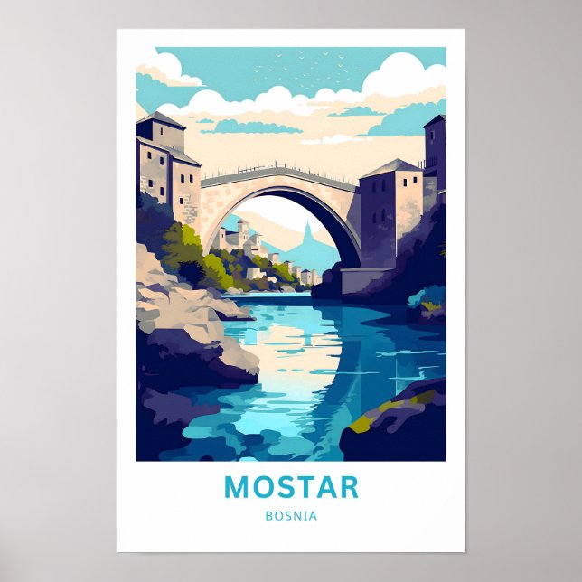 Impresión de viaje de Mostar Bosnia (Frente)