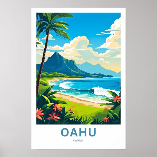 Impresión de viaje de Oahu Hawaii (Frente)