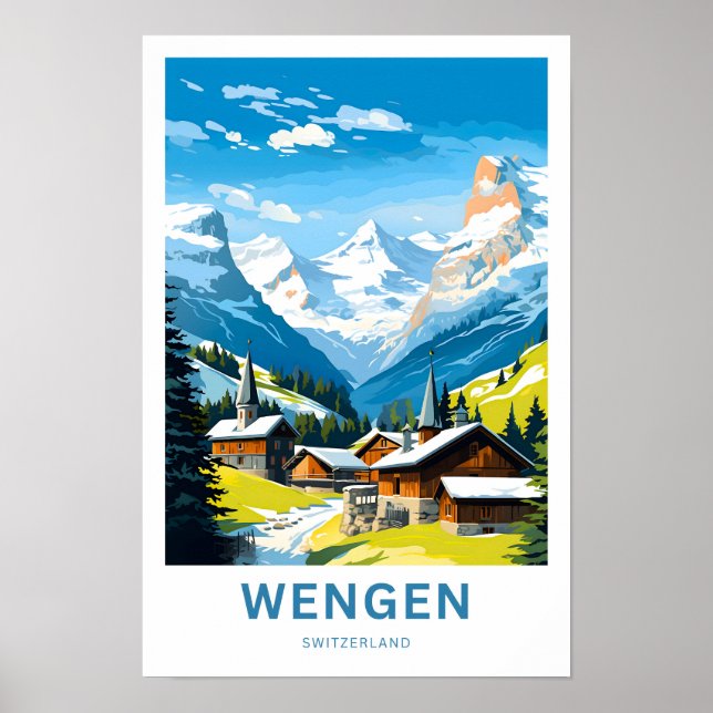 Impresión de viaje de Wengen Suiza (Frente)