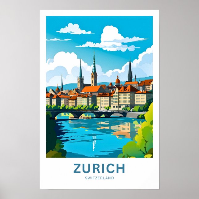 Impresión de viaje de Zurich Suiza (Frente)