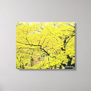 Impresión de viaje del árbol de gingko amarillo ja