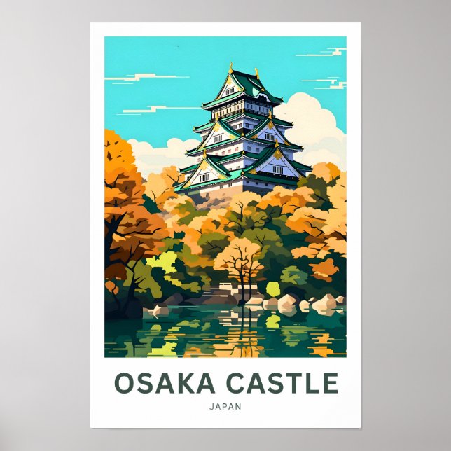 Impresión de viaje del Castillo de Osaka Japón (Frente)