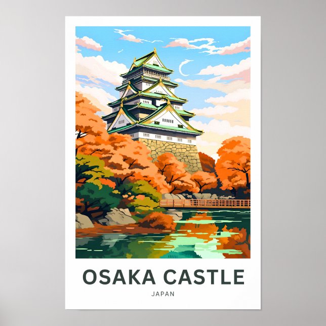 Impresión de viaje del Castillo de Osaka Japón (Frente)