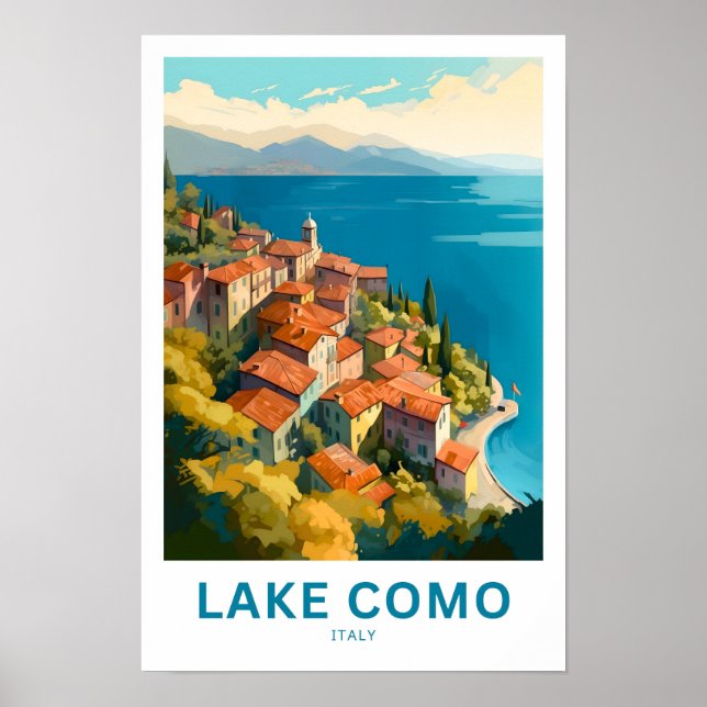 Impresión de viaje del lago Como Italia (Frente)