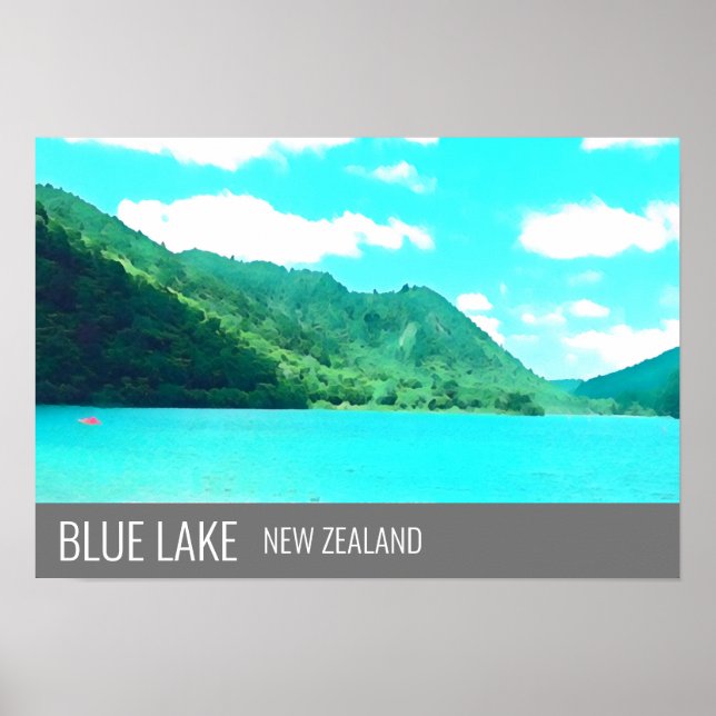 Impresión de viaje del Lago Tikitapu de Nueva Zela (Frente)