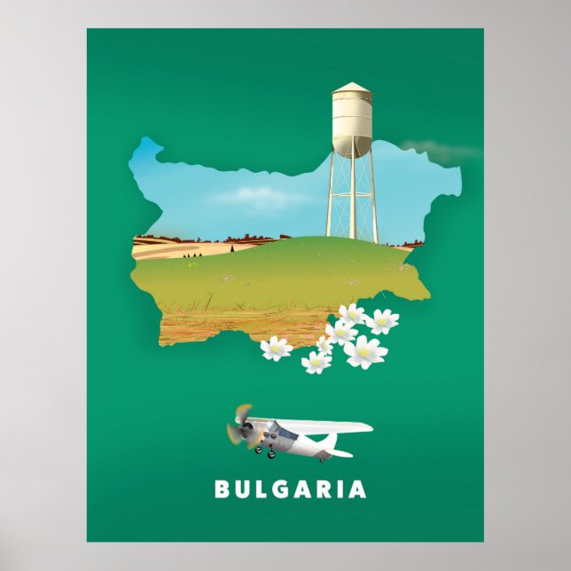 Impresión de viaje en mapa de Bulgaria (Frente)