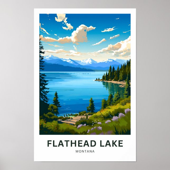 Impresión de viaje por el lago Flathead Montana (Frente)