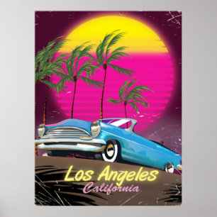 Impresión de viaje retro de Los Ángeles años 80