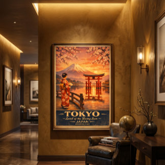 Impresión de viaje retro de Tokio Japón | Arte de