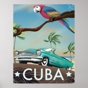 Impresión de viaje retro vintage de Cuba
