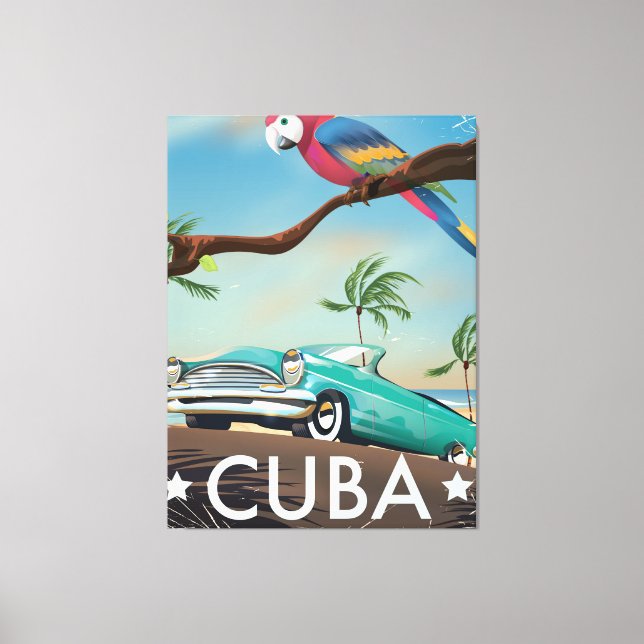 Impresión de viaje retro vintage de Cuba (Anverso)