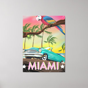 Impresión de viaje retro vintage de Miami