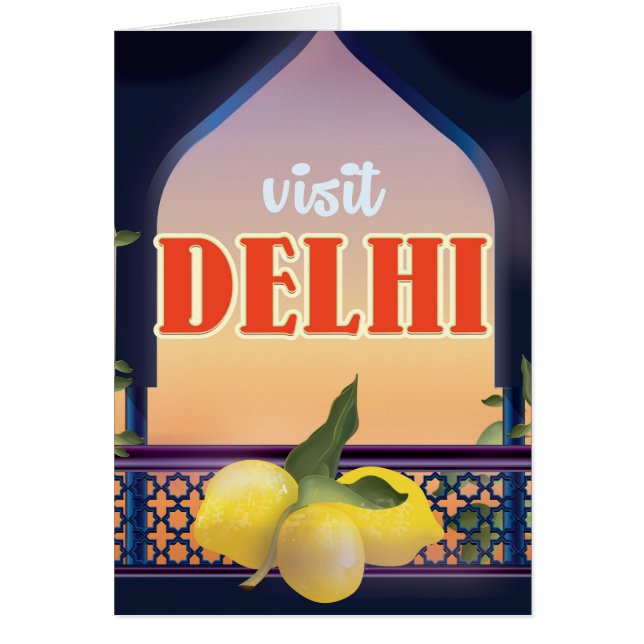 Impresión de viaje vintage de Delhi. (Frente)