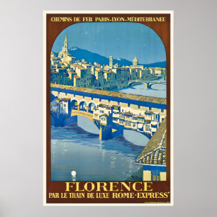 Impresión de viaje vintage de Florencia Italia