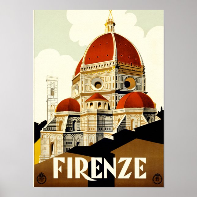 Impresión de viaje vintage Firenze Italia (Frente)
