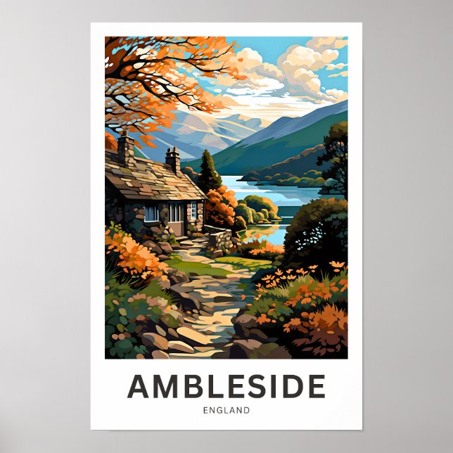 Impresión de viajes de Ambleside England (Frente)