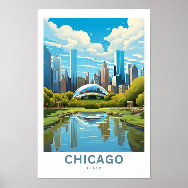 Impresión de viajes de Chicago Illinois (Frente)