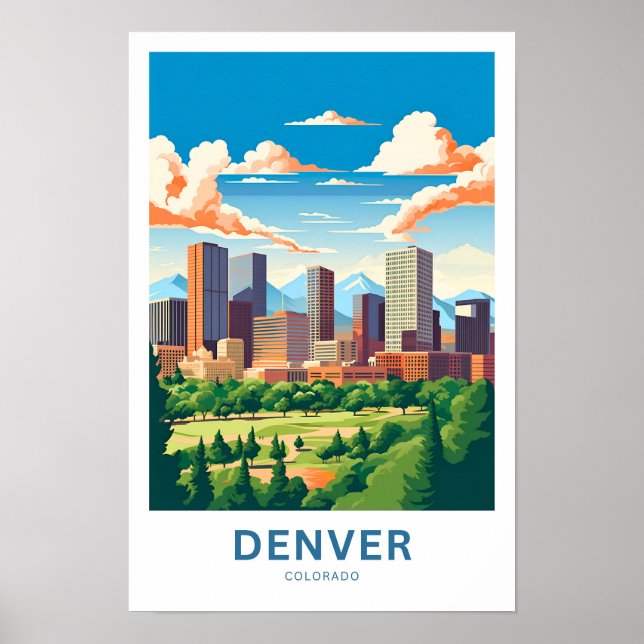 Impresión de viajes de Denver Colorado (Frente)