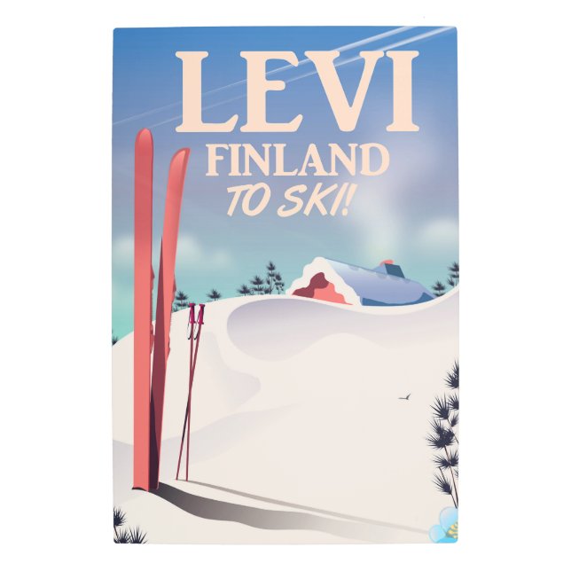 Impresión de viajes de esquí de Levi, Finlandia (Anverso)