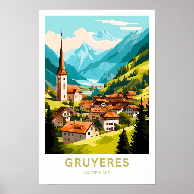 Impresión de viajes de Gruyeres Suiza (Frente)