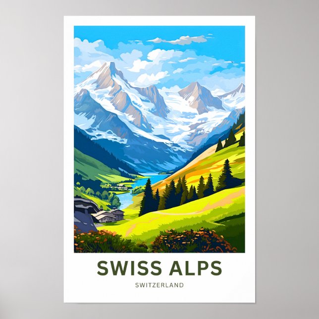 Impresión de viajes de los Alpes suizos Suiza (Frente)