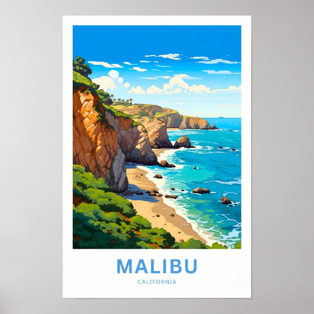 Impresión de viajes de Malibu California (Frente)