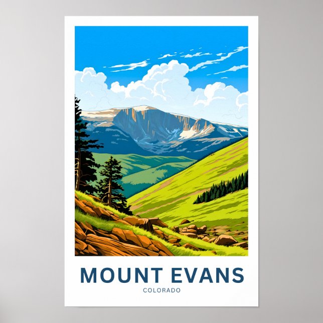 Impresión de viajes de Mount Evans Colorado (Frente)