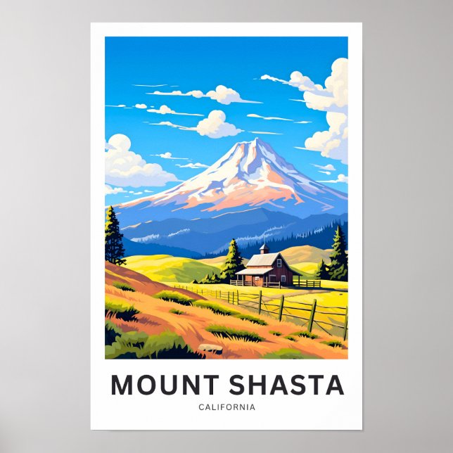 Impresión de viajes de Mount Shasta California (Frente)