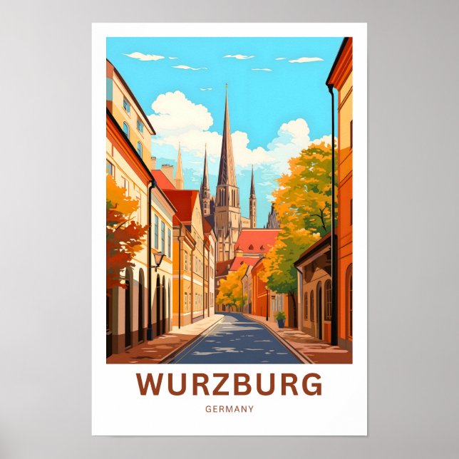 Impresión de viajes de Wurzburg Alemania (Frente)