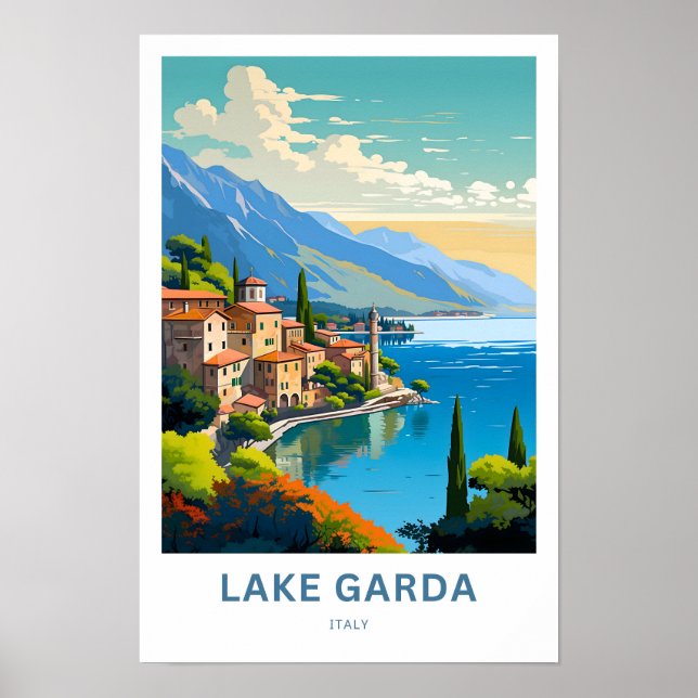 Impresión de viajes en el lago Garda Italia (Frente)