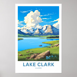 Impresión de viajes por el lago Clark Alaska