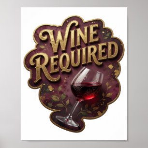 Impresión de VINO REQUERIDO en oro precioso