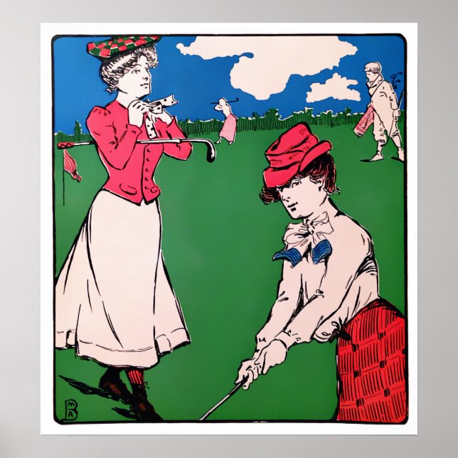 Impresión de vintage 1901 para mujeres de golf (Frente)