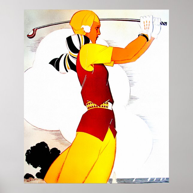 Impresión de vintage Woman Golfer (Frente)