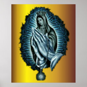 Impresión de Virgen María bendecida oración púrpur