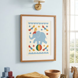 Impresión de vivero de elefante de circo vintage