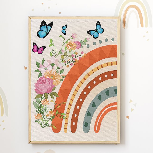 Impresión de vivero de flores de arcoíris boho par (Subido por el creador)