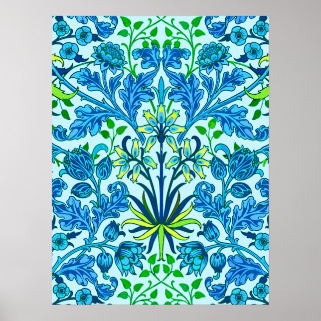 Impresión de William Morris Hyacinth, azul cerulea (Frente)