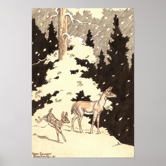 Impresión de Winter Deer 13 X 19 (Frente)