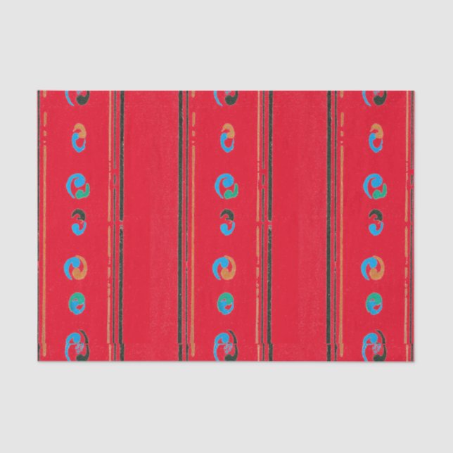 IMPRESIÓN DE WOODBLOCK EN PAPEL DE TEJIDO ROJO (Anverso)