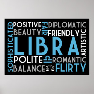 Impresión de Word Collage de Astrología de Libra